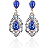 Vintage Rhinestone Earrings Teardrop Crystal Wedding Bridal Stud Earrings Geometric Drop Dangle Earrings Premium Hypoallergenic Crystal Statement Earrings Bridal Wedding Party Jewelry for Women