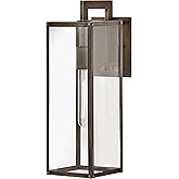 Hinkley Max 2594BU Medium Outdoor Wall Mount Lantern, Hand-Welded Aluminum Frame, Clear Glass Panels, Contemporary, Industria