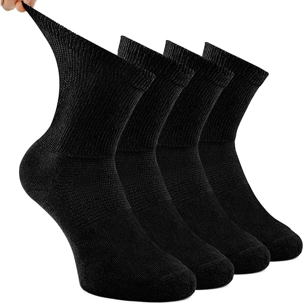 Calcetines Negros Extra Anchos Para Diabéticos Con Ajuste Cómodo Para