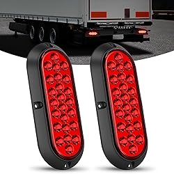 Nilight 6Inch Oval Tail Light 2PCS Red 24LED