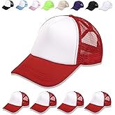 OKBA 5 Pack Sublimation Blank Baseball Cap Adjustable Hat Polyester Mesh Trucker Hats for Men and Women