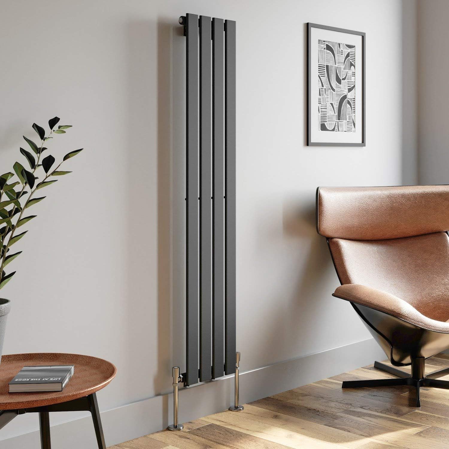 DuraTherm Anthracite Designer Radiator Vertical Flat Panel Single Panel
