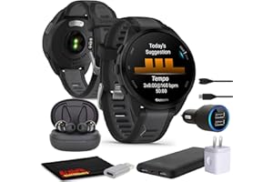 Garmin Forerunner 165 Music GPS Running Smartwatch, Fitness Tracker Smart Watch for Women and Men Bundle with Accessories - Black/Slate Gray