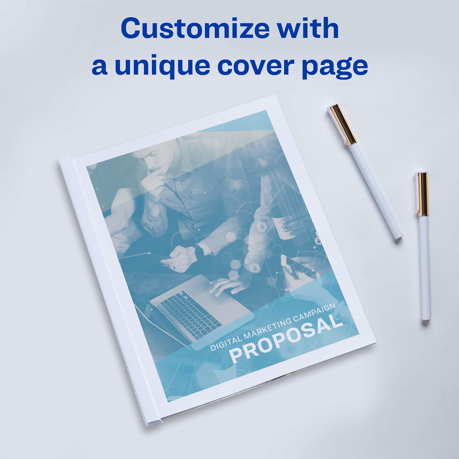 Avery Clear Report Covers with Sliding Bars, White Binding Bars, Holds up to 20 Sheets, 50 Report Covers (47710) : Business Report Covers : Office Products