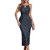 BeryLove Sequin Homecoming Cocktail Formal Spaghetti Strap Dresses Wedding Guest Glitter Sparkly Party Prom Dress