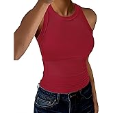 GKBK Racerback Tank Tops for Women High Neck Ribbed Sleeveless Fashion 2026 Summer Casual Basic Slim Fit Top Shirts