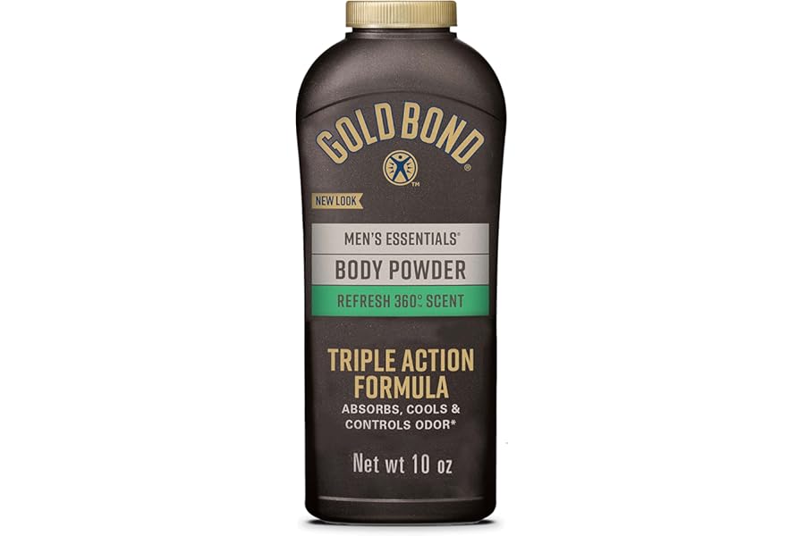 Gold Bond Men’s Essentials Talc-Free Body Powder, 10 oz., Refresh 360 Scent, Wetness Protection