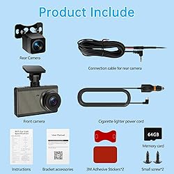 NICEWIN Dash Cam Front and Rear - 4K Ultra HD Dual