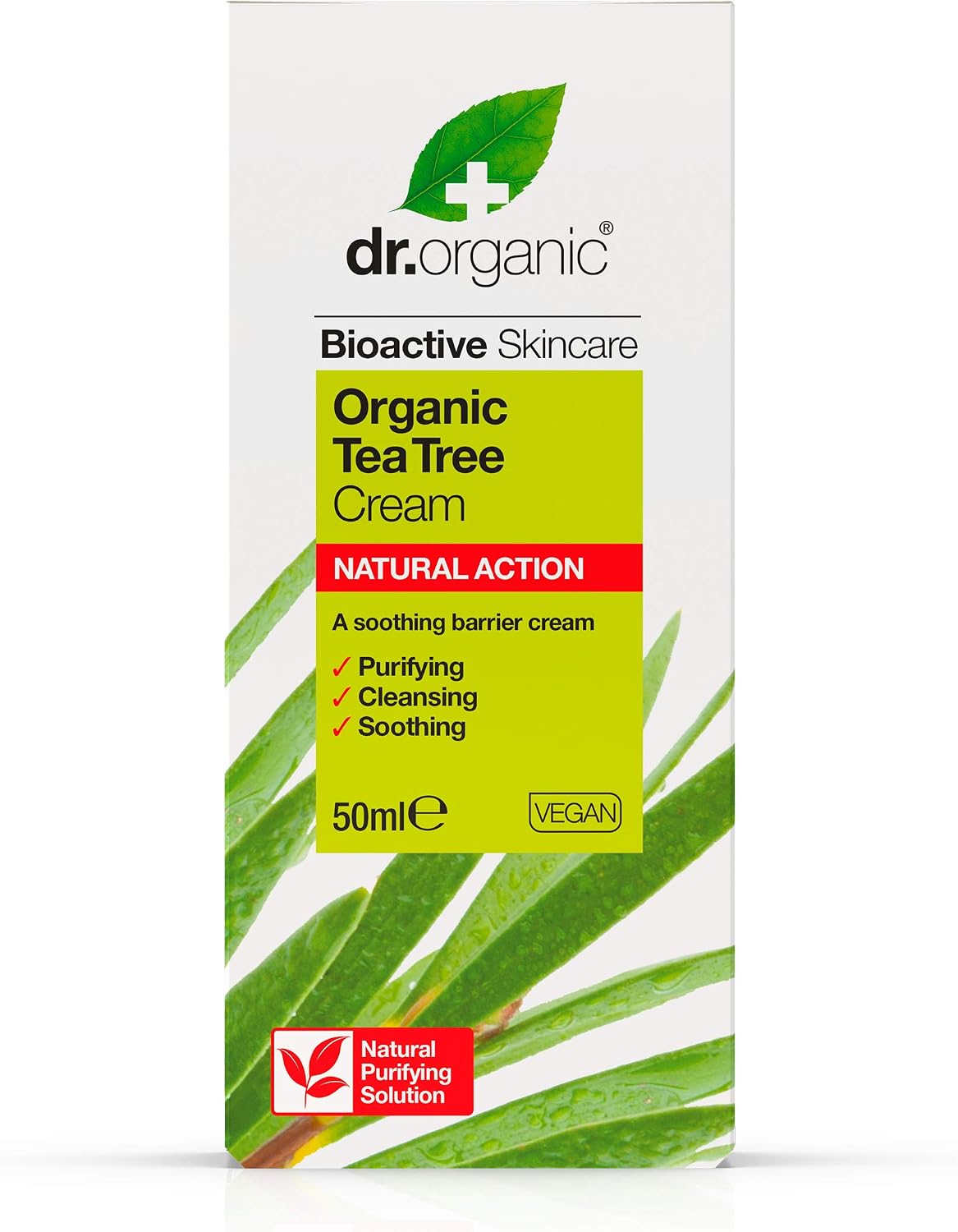 Dr Organic Tea Tree Cream, Purifying , Barrier Cream, Mens, Womens, Natural, Vegan, Cruelty-Free, Paraben & SLS-Free - Image 3