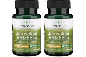 Swanson Premium Brand Prebiotic Jerusalem Artichoke - 90% Inulin 400 mg 60 Caps 2 Pack