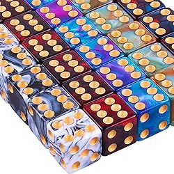 AUSTOR 50 Pcs 6 Sided Dice Set 5 Two Tone Colors
