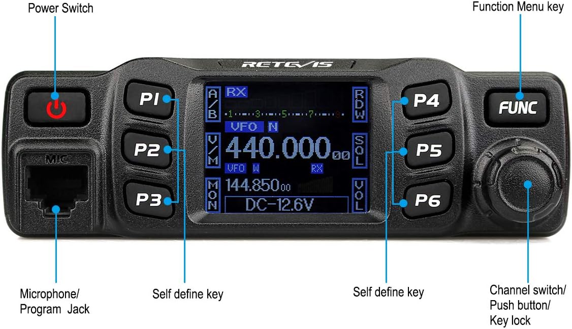 Retevis RT95 Ham Radio Transceiver,Dual Band Transceiver,Rotatable LCD Dual Display, 200 Channels, 5W/ 15W/ 25W - Image 3