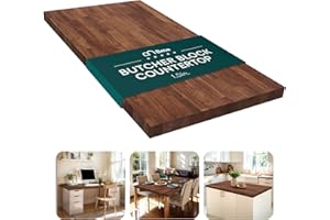 Bme Hevea Solid Wood Butcher Block Countertop, Wood Table Top, Butcher Block Desk Table Top for DIY Kitchen Island, Washer Dryer, or Workstation – Walnut - Finished - 60" L x 30" W x 1.5" Th