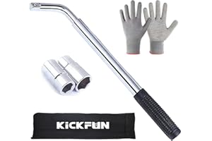 KickFun Universal Lug Wrench Wheel Wrench (17mm, 19mm, 21mm & 23mm) Wheel Brace for Car Wheel Nut Wrench Labor Saving Removel