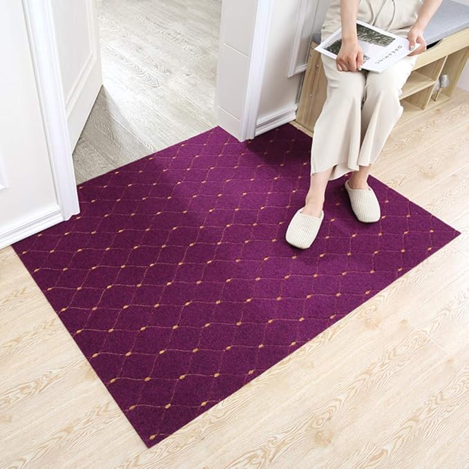 Nonslip Door Mat Door Mat, Carpet Entry Mat Geometric Pattern Machine Washpurple 60x90cm