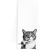 INDAJEDN Funny Cat Bathroom Hand Towels, Cute Cats Bathroom Decor, Funny Washroom Decor, Cat Lover Gifts for Women,16x24 Inch