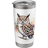 Funny Owl Bird Lover Owl Watercolor Wildlife Stainless Steel Insulated Tumbler