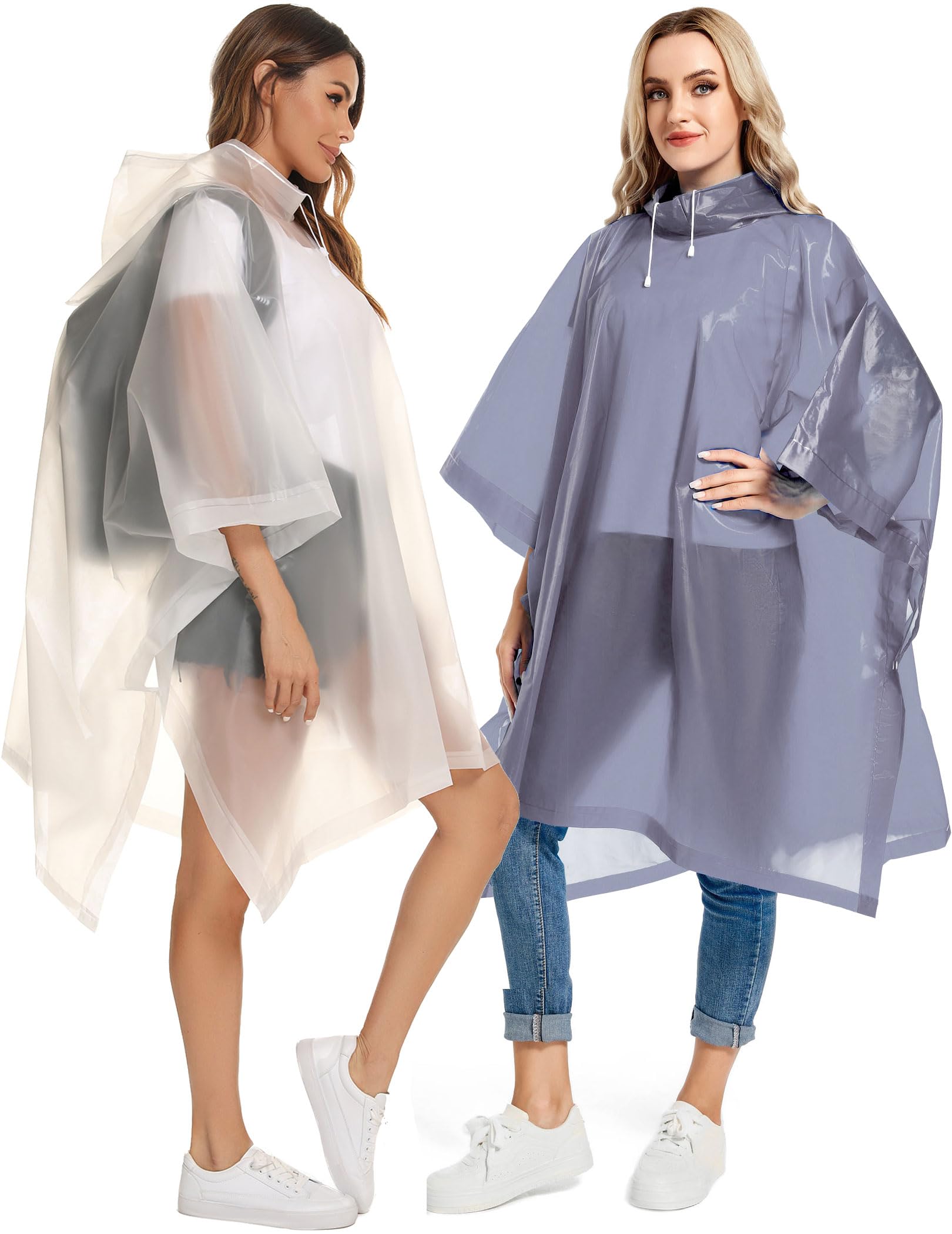Borogo 2 Pack Rain Ponchos for Adults Reusable