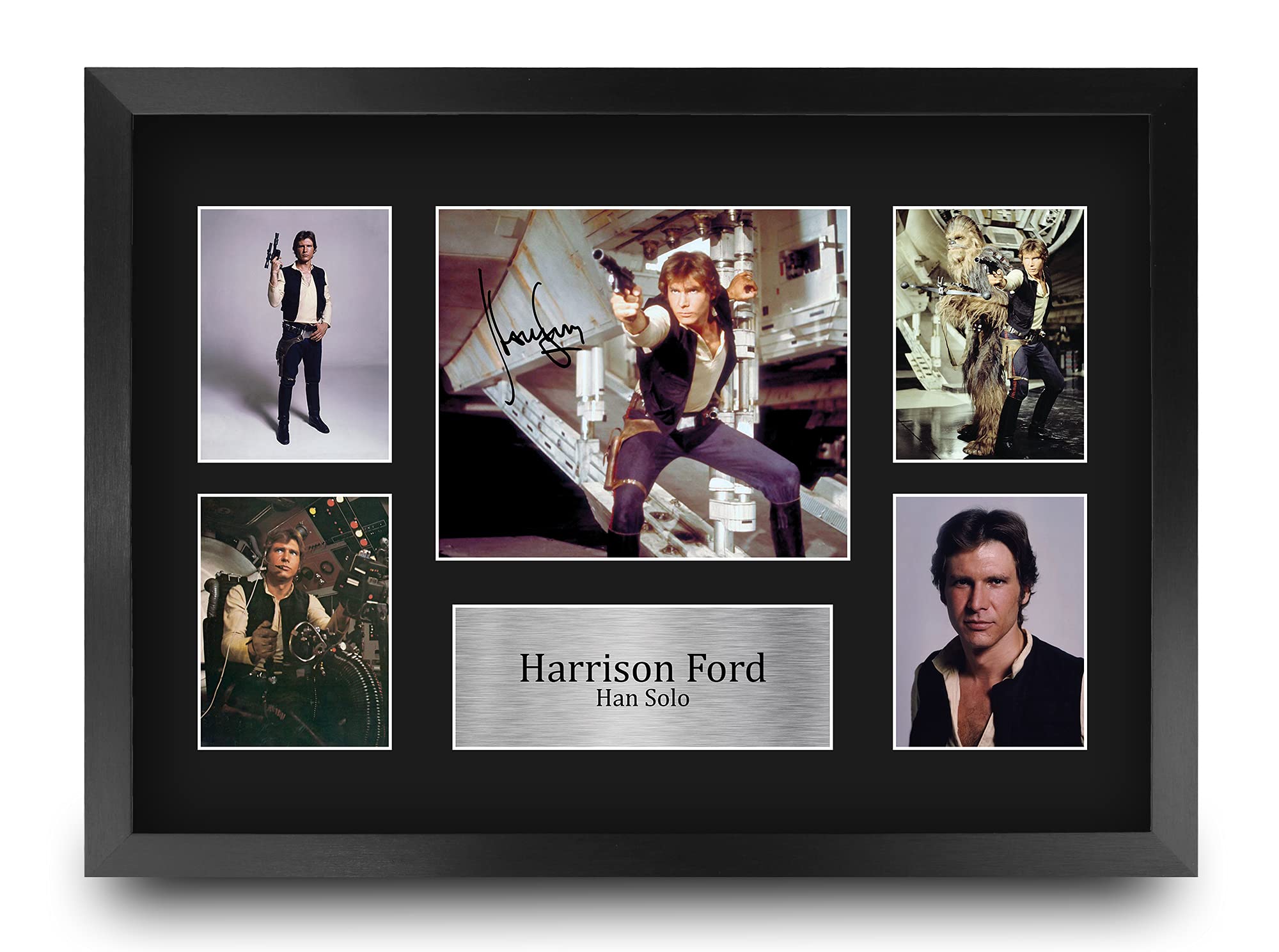 HWC Trading FR A3 Harrison Ford Star Wars Han Solo Gifts Printed Signed Autograph Picture Display for Movie Memorabilia Fans - A3 Framed