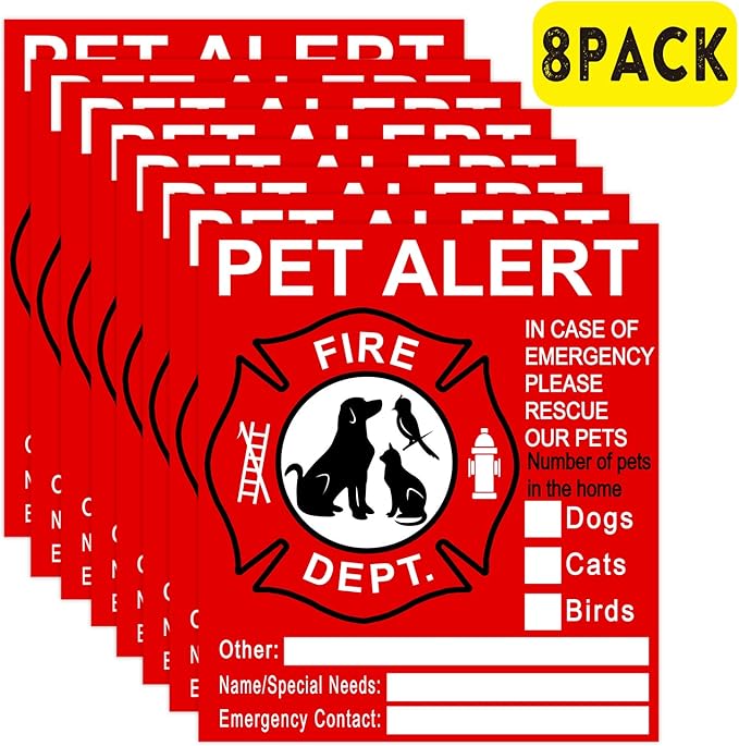Pet Inside Sticker 8 Pack Pet Alert Safety Fire Rescue