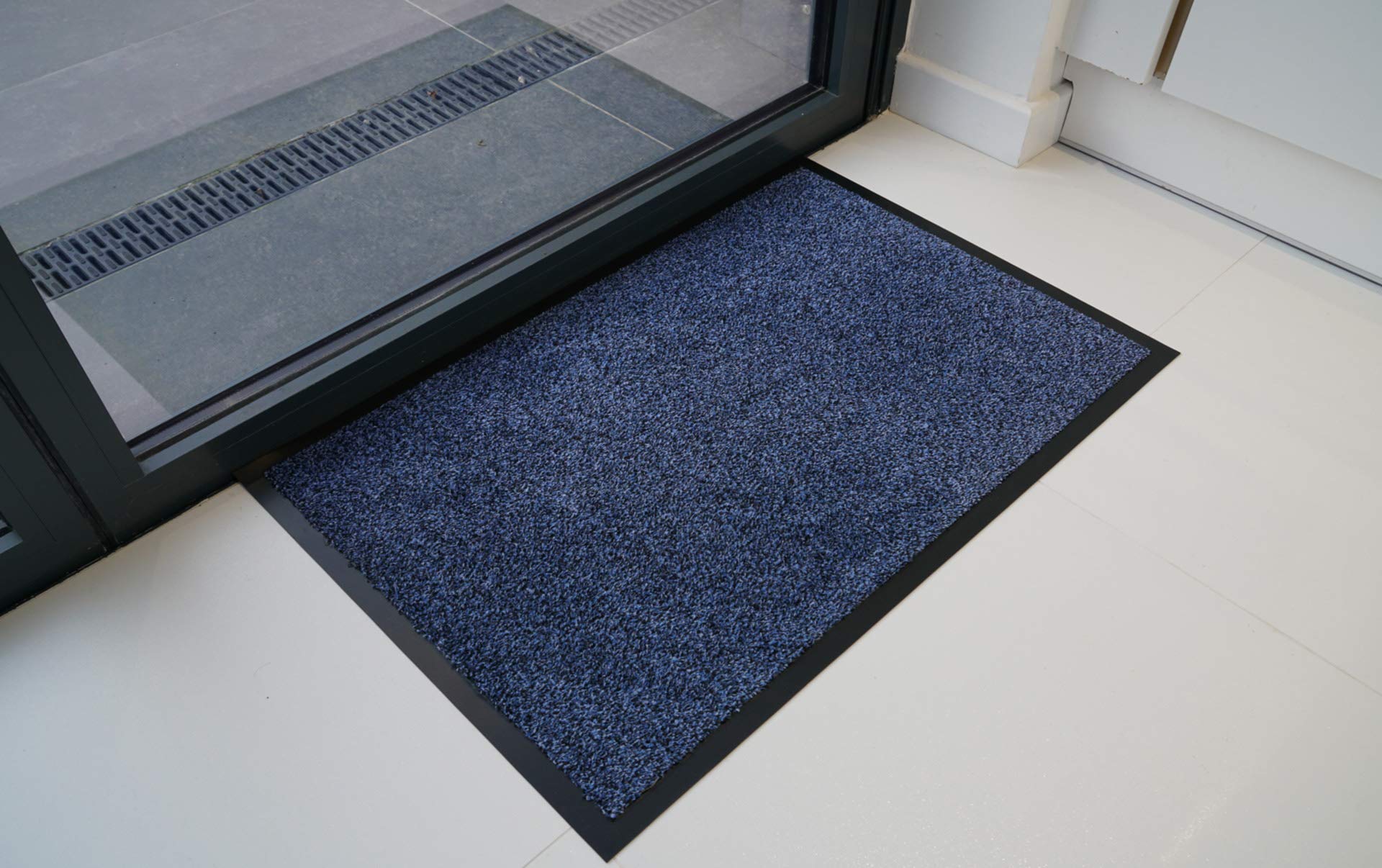 Serdim Rugs Non Slip Dirt Rubber Edged Barrier Mats, Polypropylene, Blue, 40 x 60 cm(1'4" x1'12")