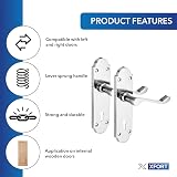XFORT Richmond Lever Lock Chrome Door Handles Set on Long Backplate view 2