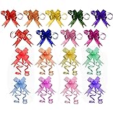 Penta Angel 170Pcs 17 Colors String Bows Basket Pull Bows Gift Knot Ribbon Present Wrapping Décor Bows for Birthday Wedding Christmas New Year Party Ornament, 1.8cm Width