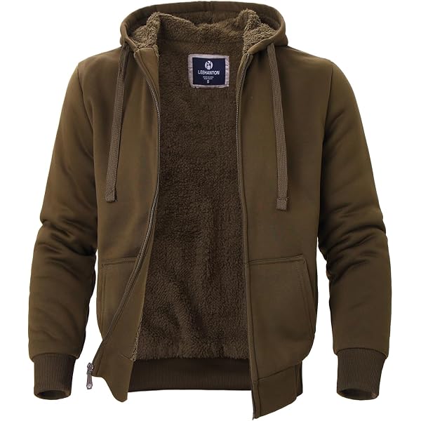 Yasumond Men's Heavy Sherpa Lined Hoodie - Zipper Fleece Sweatshirt, Warm Winter Coat, Green, Size 5X-Large Big & Tall