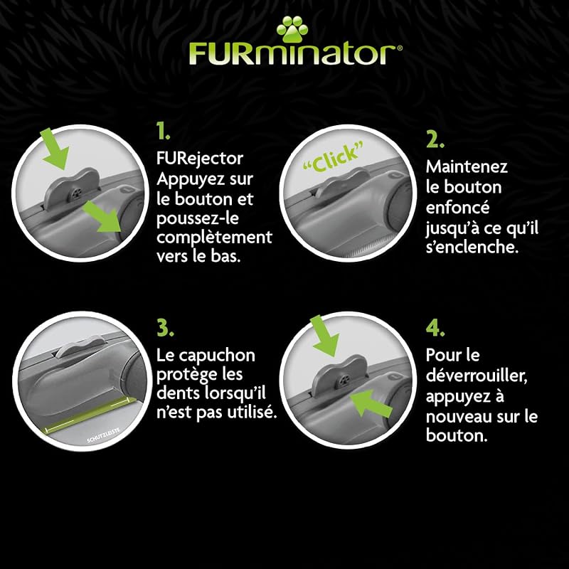 Outil de Toilettage pour Chat à Poils Courts de moyenne à grande Taille – Brosse anti-mue M/L à manche ergonomique - Elimine 90% des poils morts - Nettoyage en 1 clic - Emballage recyclable