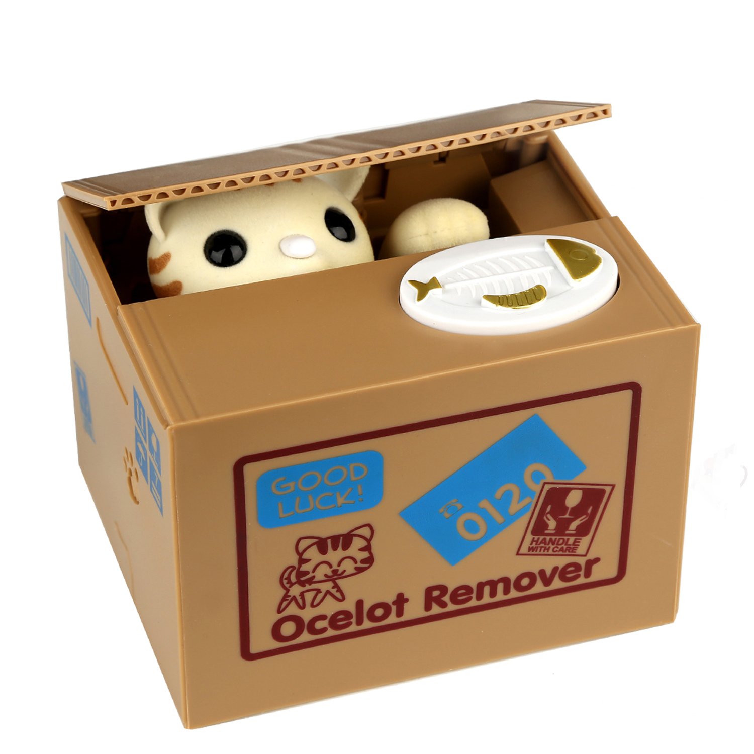 HmiL-U Stealing Coin Money Box Automatic Stealing Coin Cent Penny Cat Piggy Bank With Voice Christmas/Birthday Gift for Kids Child (Lucky-Cat)