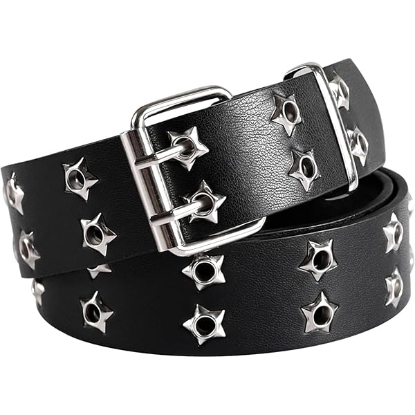 BSJIA Heart Shape Grommet Leather Belt Punk Rock Studded Belt Goth