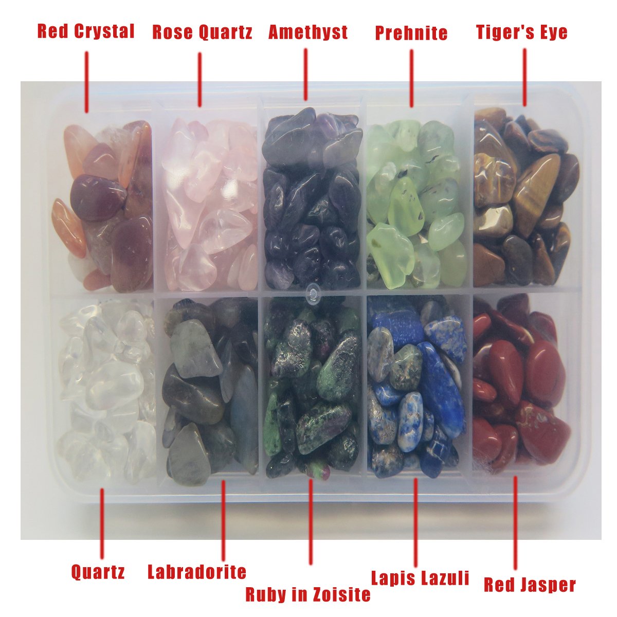 MUIIGOOD Crystal Quartz 10-Stone Mix:Crystal,Quartz,Amethyst,Natural Tumbled Stones for Cabbing,0.5lb (Crystal Quartz)