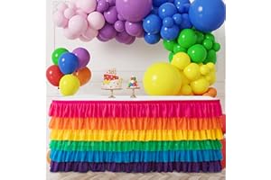 JEVIX 14ft Table Skirt Rainbow Tablecloth Unicorn Tutu Table Skirt for Rectangular Table Birthday Party Decoration