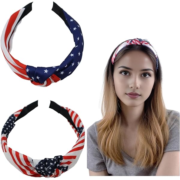 Diadema Patriótica Con Bandera Y Lazo, Accesorio Festivo Para El Cabello, Rojo, Blanco Y Azul, Talla única