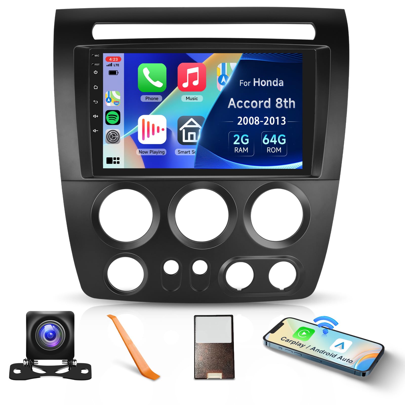 Photo 1 of 2+64G for Hummer H3 2005-2010 Car Radio with Wireless Carplay/Android Auto,Android Car Stereo 9 Inch Touch Screen GPS Navigation WiFi Bluetooth FM/RDS Mirror Link SWC Backup Camera