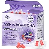 3000mg Ashwagandha Gummies for Women & Men, 180 Count | Extra Strength Ashwagandha Supplement for Stress, Relaxation & Immune Support | Magnesium, Rhodiola, L-Theanine, D3 | Sugar Free Mixed Berry