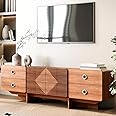JOINICE TV Stand with Storage for Living Room, Mid Century Modern Television Stand for 60/65/75 inch TV, Entertainment Center with Storage, MCM TV and Media Console Table for Living Room (Cherry 66")