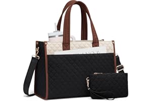 LOVEVOOK Laptop Bag for Women,15.6 Inch Laptop Tote Bag,Quilted Work Tote Bags Women, Professional Computer Business Teacher Tote Bag Office Briefcase Purse,Lightweight Shoulder Travel