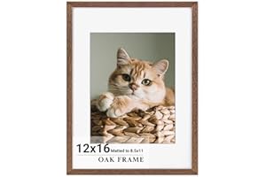 12x16 Picture Frame, 12x16 Poster Frame, Solid Oak Wood Frame 12"x16" with Tempered Real Glass for Wall Home Office Poster Ga