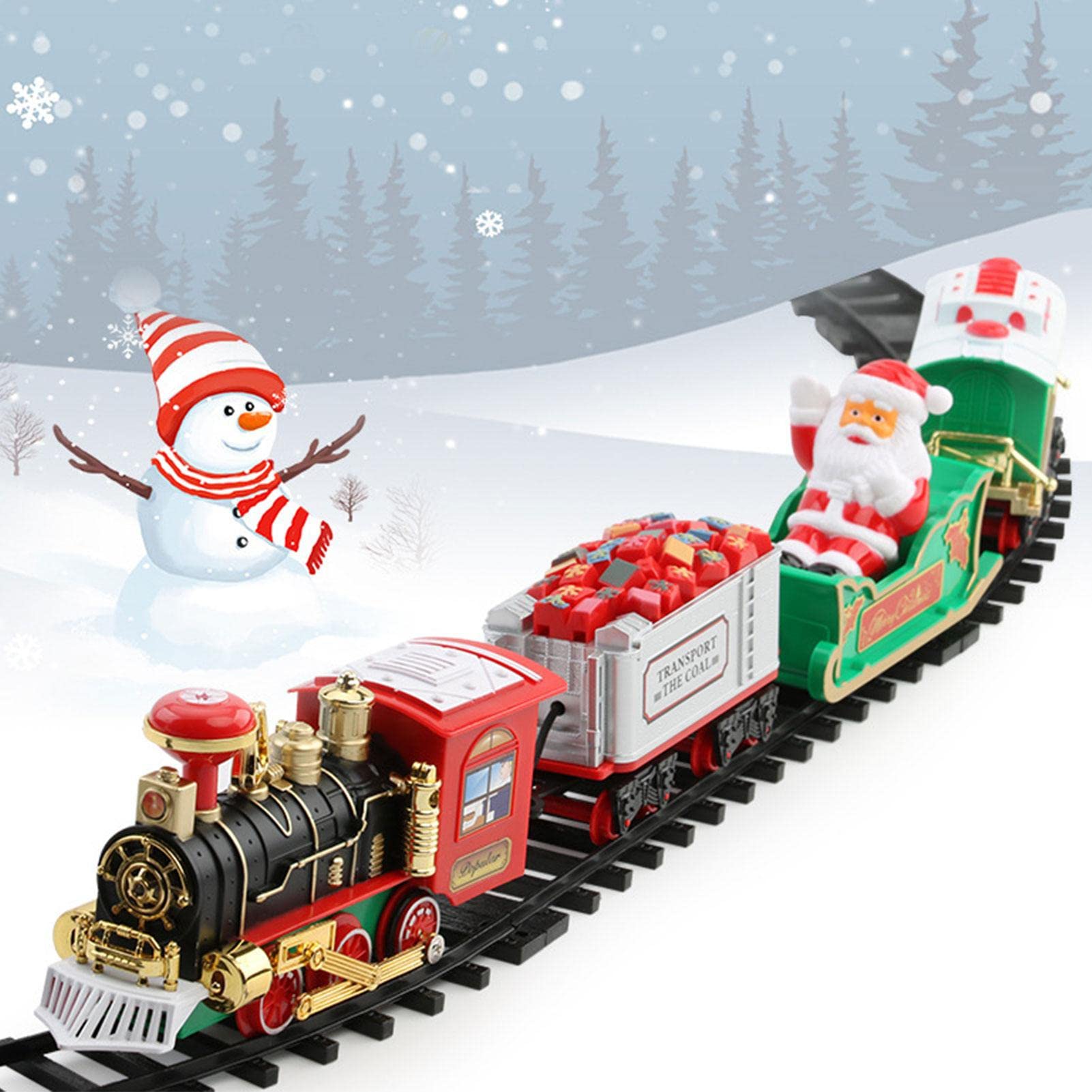 Christmas Train Steam Train Set for Around Christmas Tree Electric Toy Train with Lights for Kids Christmas Train Electric Hanging Decorative Track Set with Sound and Light Christmas Toy Set for Kids
