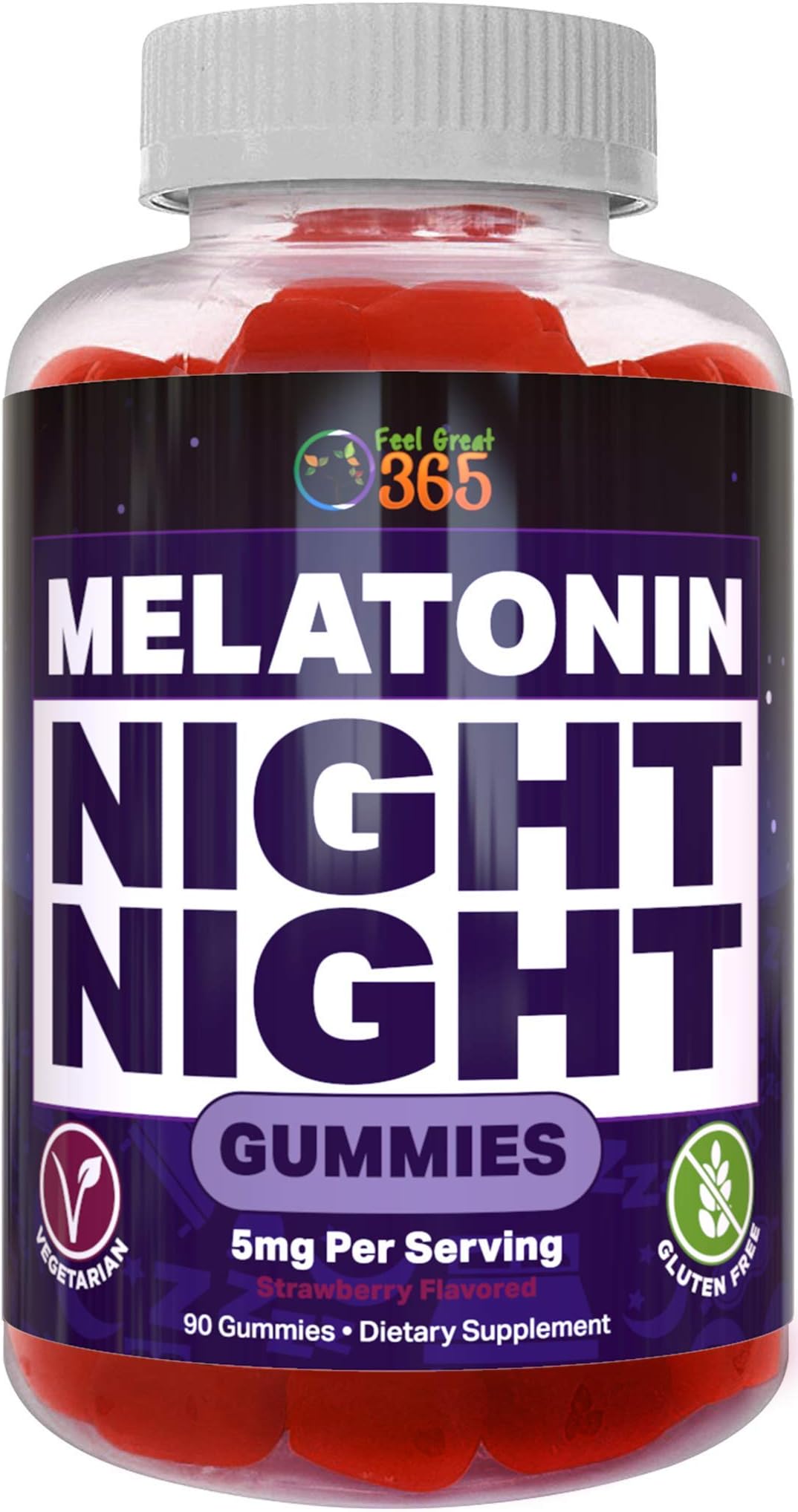 Feel Great Adult Melatonin Gummy | Strawberry Flavored Vegan Gummy| Melatonin 5 MG | Sleep Aid for Adults | 45 Day Supply