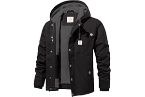 NAVEKULL Men's Winter Water-Resistant Work Jacket Sherpa Lined Insulated Canvas Hooded Coat