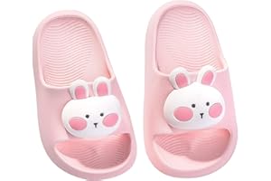 DRECAGE Bunny Toddler Slides Slipper Unisex Child Boys & Girls Slide Sandals for Kids Flip Flops Comfy Shower Slippers Beach Garden Shoes