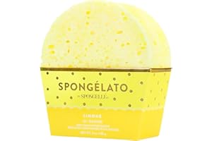 SPONGELLÉ Spongelato Loofah Exfoliating Body Scrubber by Spongelle | Infused with Body Wash | Bath & Shower Loofah for Women | 14+ uses | Limone (Lemon) Gelato Inspired
