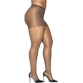 Hanes womens Curves Control Top Sheer Toe Silky Sheer Pantyhose With Wicking Cool Comfort