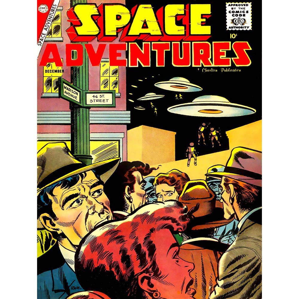 Wee Blue Coo Comic Book Space Adventures Sci Fi Flying Saucer Alien Ufo USA Art Print Poster Wall Decor 12X16 Inch