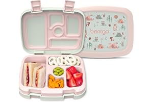 Bentgo Kids Prints Leak-Proof, 5-Compartment Bento-Style Kids Lunch Box - Ideal Portion Sizes for Ages 3-7, Durable, Drop-Pro