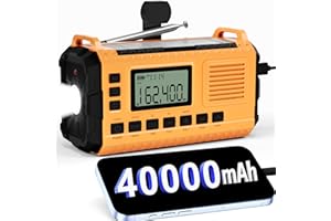 STTFAISHEN Emergency Weather Radio - AM/FM/NOAA Hand Crank Radio with 15W Fast Charge, 40000mAh Portable Solar Power Bank, Multi-Function Flashlight & SOS Alarm for Outdoor Indoor Emergencies (Orange)