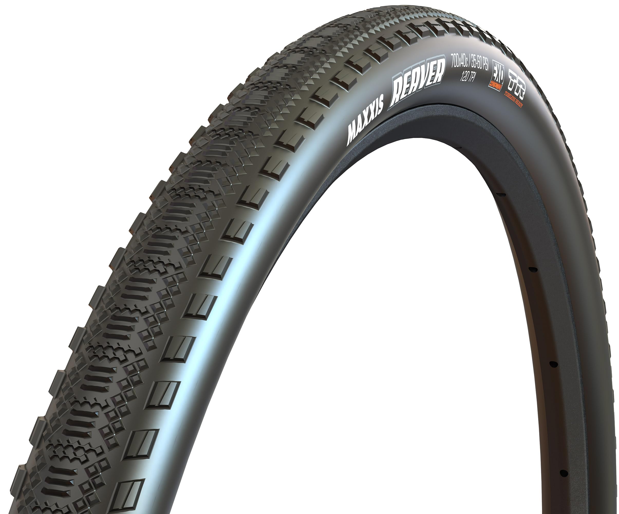 Maxxis Reaver Folding 700x45c TR EXO, Gravel Cycle Tyre, EXO Sidewall Protection, Tubeless Ready, Black