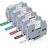 Lonitul 5 Multicolor TZ Tapes Replacement for Brother P Touch Label Tape TZe 12mm 0.47 Laminated Colored Tape TZe 231-735 White/Black/Red/Blue/Green for Brother Ptouch PTD210 PTP300BT PTD600 PT1280